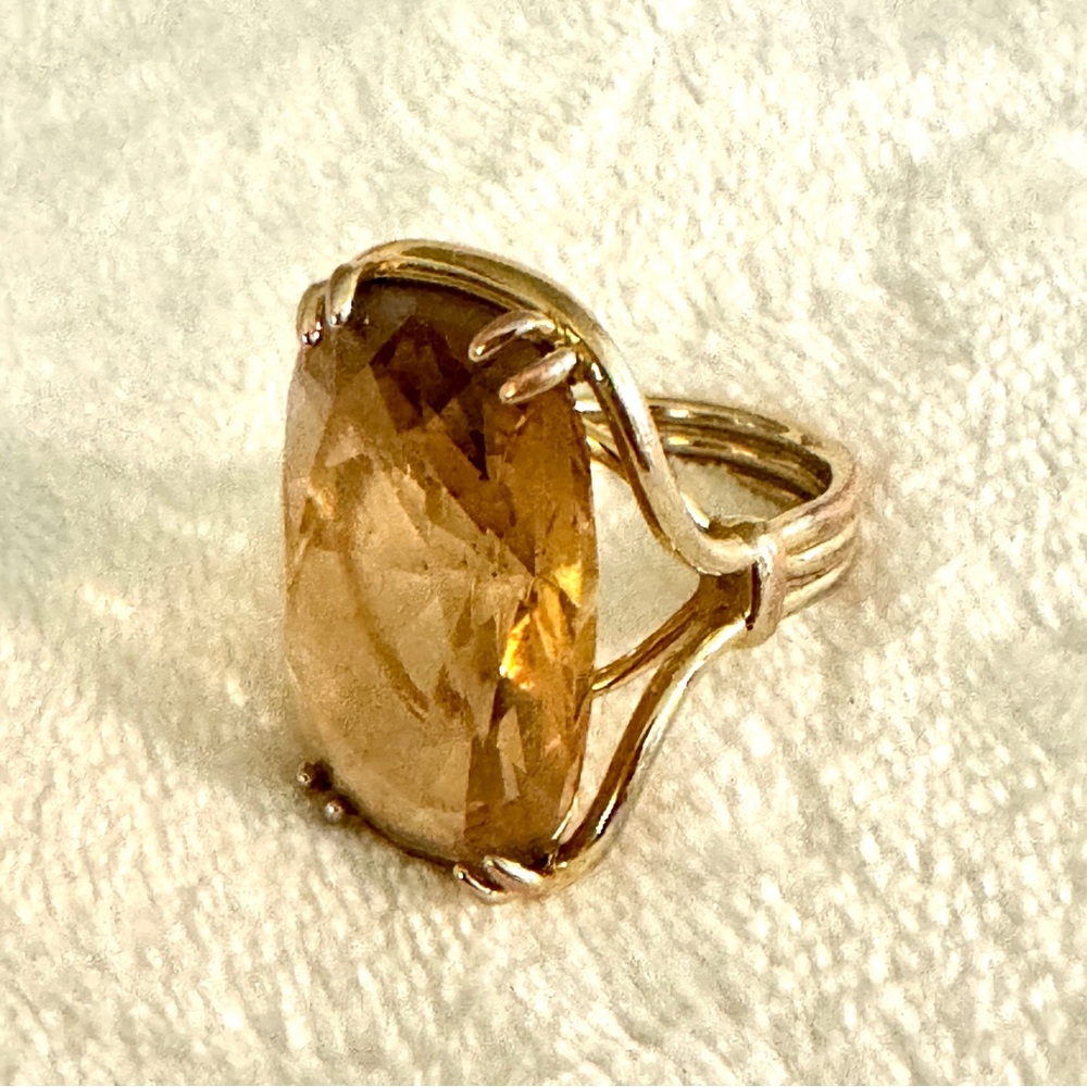 Swarovski Gold-Toned Ring with Amber Gem